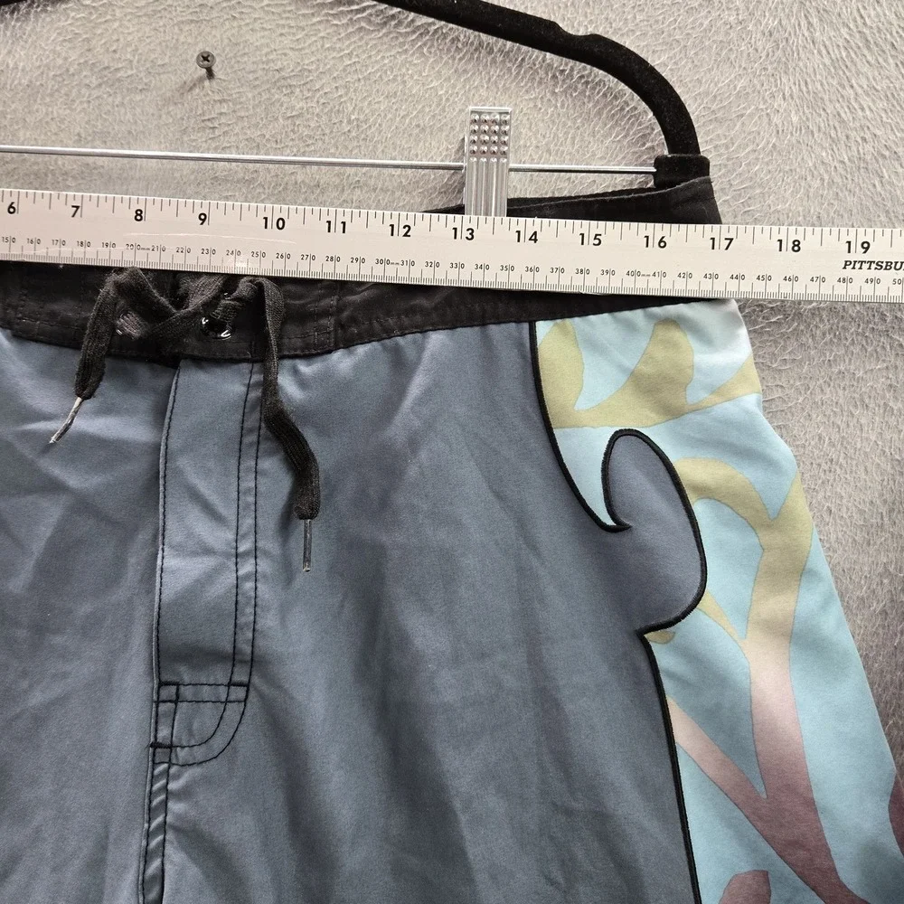 VINTAGE Crazy Shirts Men Swimwear 34 Gray Wave Embroidery‎ Board Shorts Surf Y2K